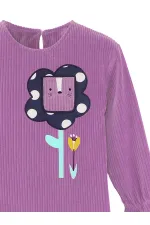 Floral Girl's Lilac Velvet Dress