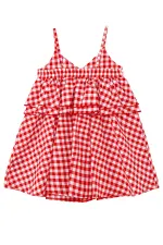 Robe à carreaux rouges pour fille chat de mer