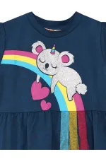 Koala Pamuklu Penye Kız Çocuk Lacivert Elbise