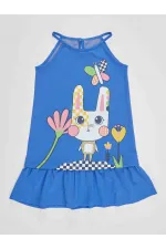 Robe bleue à carreaux pour fille