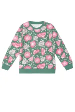 Ensemble de survêtement vert à fleurs roses pour fille