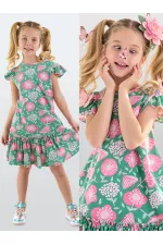 Robe verte à volants pour demoiselle d'honneur rose