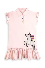 Robe-chemise licorne à pois pour fille