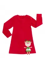 Yaramaz Geyik Kız Yılbaşı Kadife Kırmızı Elbise