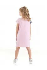 Fırfırlı Zebra Kız Çocuk Pembe Elbise
