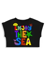 Renkli Varak Kız Çocuk Crop T-shirt Tayt Takım