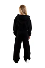 Stars Girls' Crop Black Tracksuit Set