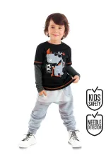 Rhino Erkek Çocuk Siyah T-shirt Eşofman Altı Takım