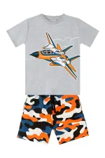 Uçak Erkek Çocuk T-shirt Kamuflaj Şort Takım