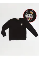 Sweat-shirt noir pour fille coccinelle