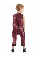 Funny Crocodile Boy's Cotton Burgundy Jumpsuit