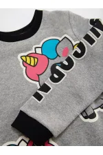 Robe sweat-shirt grise licorne pour fille