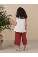 Besuto Kız Çocuk Dokuma Bluz Kapri Pantolon Takım