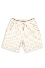 Short tissé à rayures moutarde