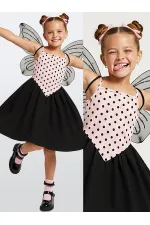 Robe de fille à pois roses et noirs