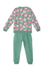 Ensemble de survêtement vert à fleurs roses pour fille