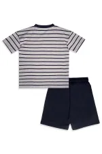 Korsan Erkek Çocuk Çizgili T-shirt Şort Takım