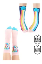 Chaussettes courtes pour filles, motif licorne arc-en-ciel et étoile (lot de 2)