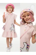 Robe-chemise licorne à pois pour fille