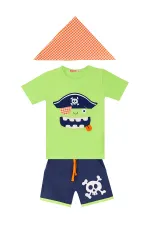 3D Yeşil Korsan Çocuk T-shirt Şort Bandana Takım