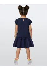 Robe d'été bleu marine en tulle à motif licorne pour fille