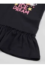 Robe bleu marine en coton « Rêve de glace » pour fille