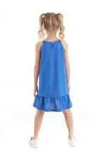 Robe bleue à carreaux pour fille