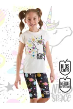 Uzayda Unicorn Kız Çocuk T-Shirt Tayt Takım