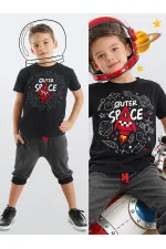 Uzay Roketi Erkek Çocuk T-shirt Kapri Şort Takım