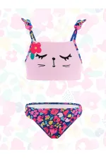 Bikini à fleurs pour fille chat