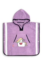 Lila Unicorn Kız Çocuk Panço Bornoz