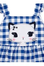 Yıldız Kedi Kız Çocuk Ekose Elbise