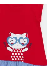 Robe rouge pour fille avec volants de chat