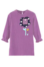Floral Girl's Lilac Velvet Dress