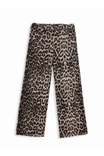 Pantalon en gabardine imprimé léopard pour filles