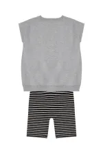 Elegant Unicorn Girl's Grey and Black Tunic and Leggings Set