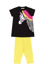 Zebracorn Siyah Kız Çocuk Tunik Tayt Takım