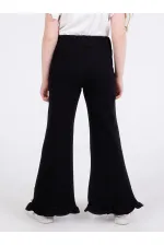 Pantalon de survêtement noir à volants pour filles