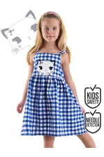 Yıldız Kedi Kız Çocuk Ekose Elbise