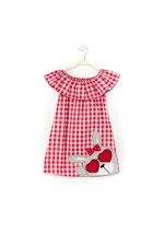 Girl with Heart-Shaped Glasses Plaid Dress