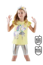 Ensemble T-shirt et legging métallisé Licorne pour fille