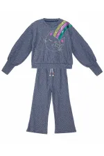 Parlak Kedi Kız Çocuk Triko Eşofman Takım