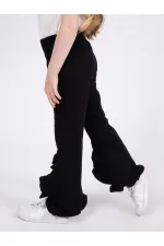 Pantalon de survêtement noir à volants pour filles