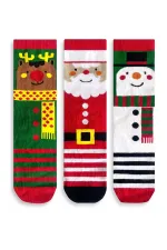 Yılbaşı Unisex Kız Erkek Çocuk 3'lü Kutulu Çorap