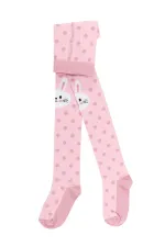 Tavşan Kız Puantiyeli Kalın Pembe Dantelli Çorap