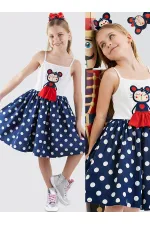 Robe bleu marine à pois Lily pour fille