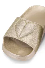 Pantoufles pour fille en forme de cœur, dorées et pailletées