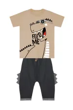 Komik Dino Erkek Çocuk T-shirt Kapri Şort Takım