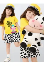 Ensemble pyjama short et short pour enfant, motif cow-girl danseuse