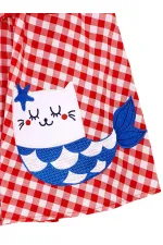 Robe à carreaux rouges pour fille chat de mer